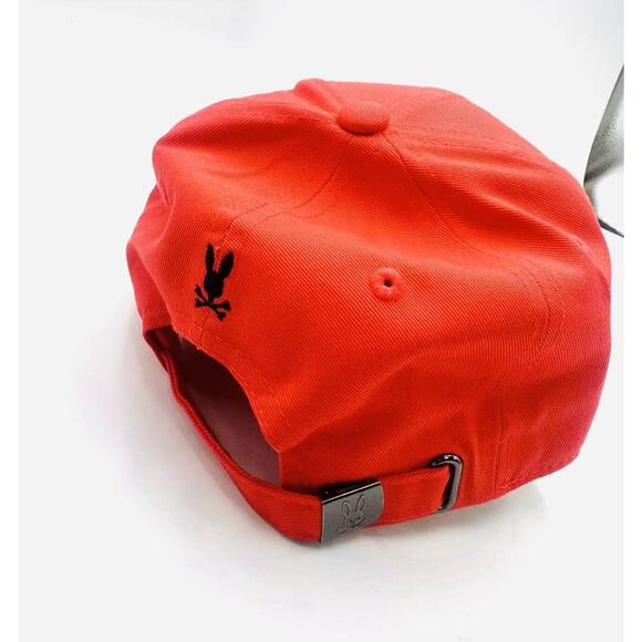 NWT $48 Psycho Bunny Men's Red Hibiscus Embroidered Big Bunny Baseball Cap S12 - Picture 11 of 12